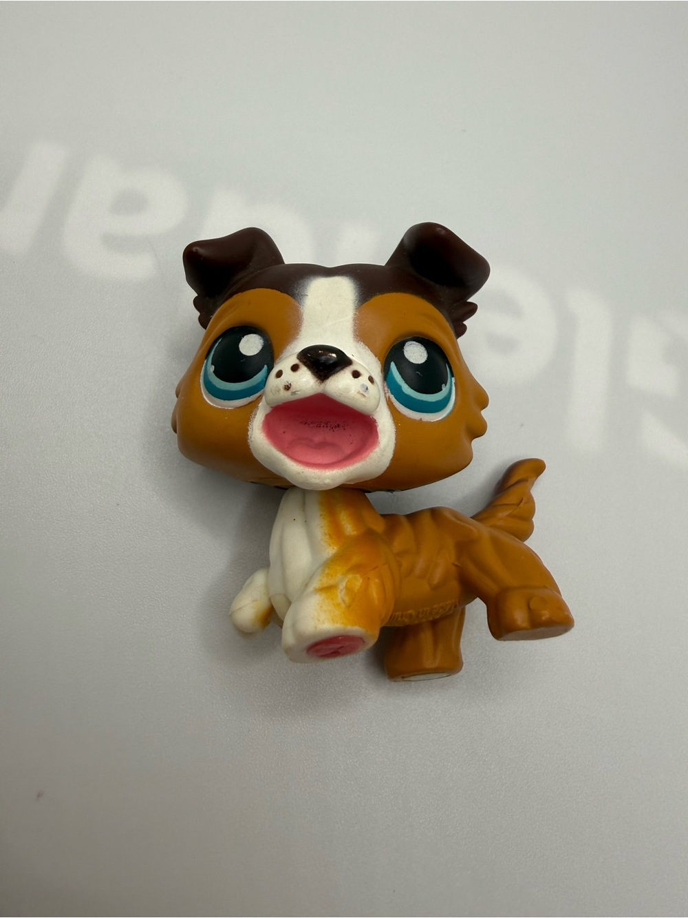 Littlest Pet Shop Collie paw up open mouth #237 Hasbro